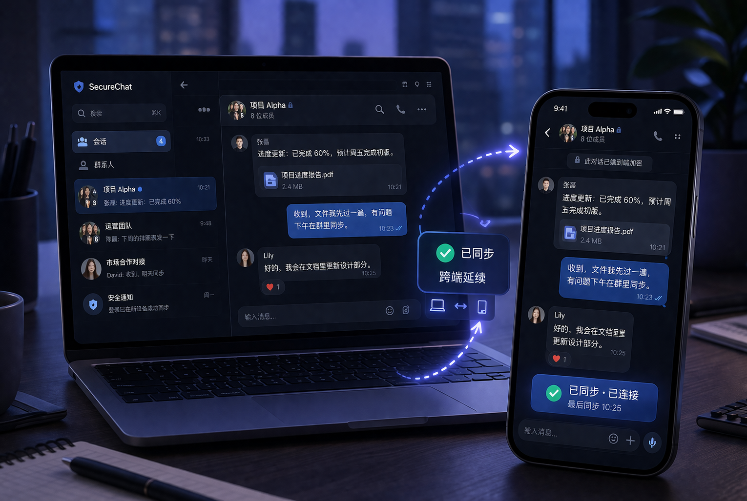 SafeW 团队协作沟通场景